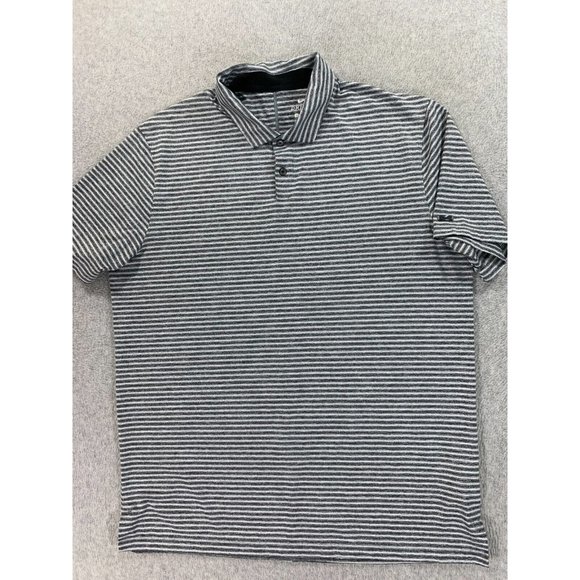 Nike Dri Fit Tiger Woods Striped Short Sleeve Golf Shirt (Men's Large) Gray - Picture 1 of 11